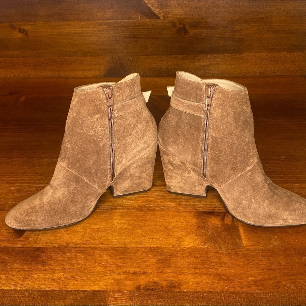 Sacha London Tan Beige Suede Ankle Booties w buckle Womens EU 41 US 10.5 - Picture 8 of 13